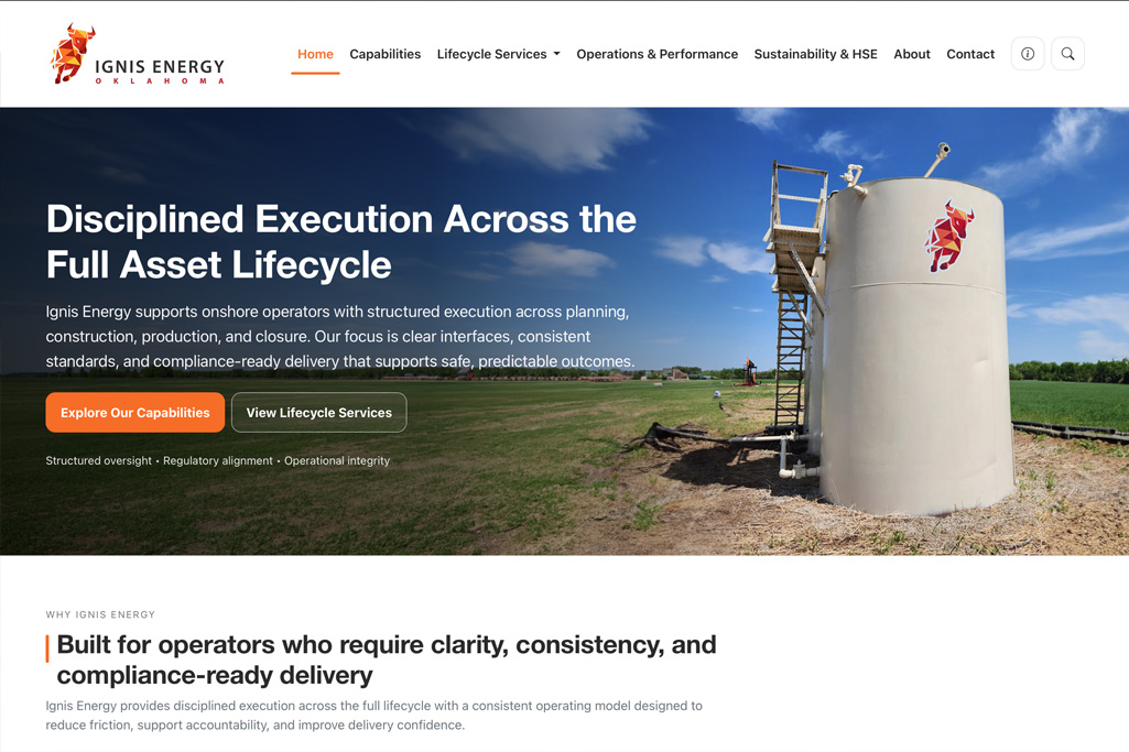 Corporate website and brand platform for Ignis Energy