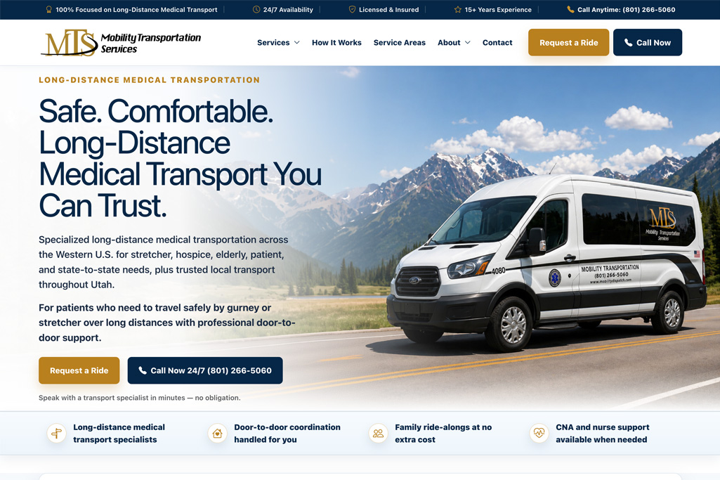 Business website development for Mobility Transportation Services